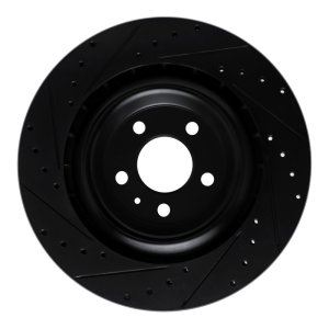 Porsche Macan Brake Rotor (1) - Rear Right - R1 Concepts - Drilled & Slotted - Black - `15-`18